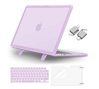 MOSISO Custodia Compatibile con MacBook Air 13 Cover M5 M4 M3 M2 2026 2025-2022 A3449 A3240 A3113 A2681,display 13,6'' Case Servizio Pesante Staffa Piega&Copritastiera&Pellicola&Tipo C, Viola