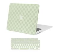 MOSISO Custodia Compatibile con MacBook Air 15 Pollici Cover 2025 2024 2023 M4 A3241 M3 A3114 M2 A2941,Griglia Texture Scacchi Pelle PU Rivestita Case Rigida Protettiva&Copritastiera,Salvia Verde