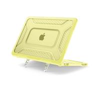 MOSISO Custodia Compatibile con MacBook Neo 13 Cover 2026 A18 Pro A3404 | Guscio Rigido Antiuurto con Paraurti TPU Nido D'Ape & Supporto Pieghevole Metallo per MacBook Neo 13, Giallo Agrume