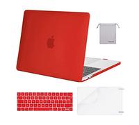 MOSISO Custodia Compatibile con MacBook Pro 13 Cover M2 M1 Chip 2025-2016 A2338 A2289 A2251 A2159 A1989 A1706 A1708, Case per MacBook Pro 13,3 Pollici&Copritastiera&Pellicola&Borsa, Rosso