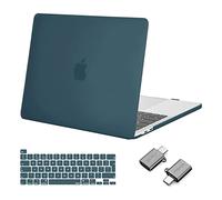 MOSISO Custodia Compatibile con MacBook Pro 13 pollici Cover M2 M1 2025 2024 2023 2022-2016 A2338 A2251 A2289 A2159 A1989 A1708 A1706, Plastica Case Rigida&Copritastiera&Tipo C Adapter, Deep Teal