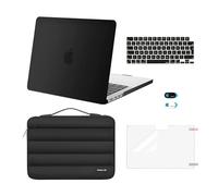 MOSISO Custodia Compatibile con MacBook Pro 14 Cover 2025 2024-2021 M5 A3434 M4 A3112 A3185 A3401 M3 A2918 A2992 M2 A2779 M1 A2442,Case&Borsa Morbida&Copritastiera&Webcam Cover&Pellicola, Nero