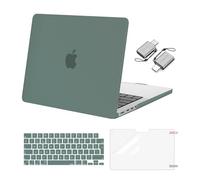MOSISO Custodia Compatibile con MacBook Pro 14 Cover 2025 2024 2023-2021 M5 A3434 M4 A3112 A3185 A3401 M3 A2918 A2992 M2 A2779 M1 A2442, Rigida Case&Copritastiera&Pellicola&Tipo C, Verde Smeraldo