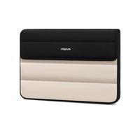 MOSISO Custodia Laptop 13-14 Pollici,Borsa Puffy PC 13,3 Pollici Compatibile Macbook Air 13/Pro 13/Pro 14,HP Dell Lenovo,Borsa Computer Patta Quilted Rectangle Orizzontale Manici&Tasche, Nero&Sabbia