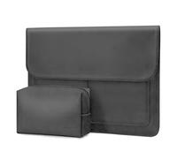 MOSISO Custodia Laptop 13 Pollici Compatibile con MacBook Air 13,6 2025 2024 2023 2022 M3 A3113 M2 A2681/Air/Pro 13,Patta Pelle PU Borsa Carry con Supporto&Small Borsa,Grigio Ardesia