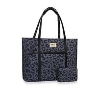 MOSISO Ricarica USB Borsa Porta PC 17-17,3 Pollici Notebook per Donna, Compatibile con MacBook, Lavoro a Grana di Leopardo Tote Computer Borsa Travel Handbag Business con Borsellino, Nero