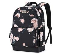 MOSISO Zaino Laptop 15,6-16 Pollici,Antifurto Borsa,Elegante Casual Daypack Borsa con Cinghia Bagagli&Porta Ricarica USB, Camelia Modello Viaggio Zaino per Donna,Nero