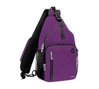 MOSISO Zaino Monospalla a Tracolla per Uomo Donna, Zaino Viaggio e Escursionismo, Borsa Petto con Tasca Quadrata Anteriore e Porta Ricarica USB, Prugna