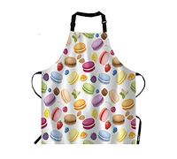 Moslion Grembiule Macarons, grembiule colorato con torta di macarons e vari frutti, bavaglino regolabile per uomo e donna, adatto per cucina cameriera chef
