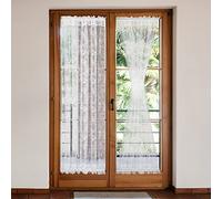Moslovstar Semi Sheer French Door Curtain 72 Inches Sidelight Privacy Voile Curtains for Living Room Sliding Door with Bonus Tiebacks, 2 Pieces White