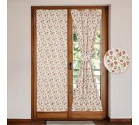 Moslovstar Set di 2 tende in lino per porta francese, elegante stile country con rosa rossa, tenda a doppia tasca per asta fermatenda inclusi, 63,5 cm di larghezza x 182,9 cm di lunghezza