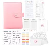 MOSMO Budget Planner Tedesco Rosa - Budget Binder con fogli versatili e adesivi in lingua tedesca in robusta pelle PU - Planner di bilancio con 12 buste