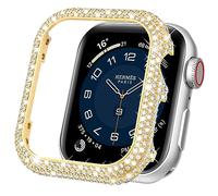 Mosonio Custodia compatibile con Apple Watch 45 mm, custodia protettiva in metallo con strass 9/8/7 45 mm, da donna, lucida e resistente, custodia protettiva per iWatch Serie 9, 8, 7, 45 mm (oro, 45