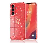 Mosoris Cover per Samsung Galaxy A36 5G Glitter Motivo di Cuore Silicone Protezione Case Morbido Sottile Antigraffio Antiurto Antimpronta Custodia per Samsung A36 5G Rosso