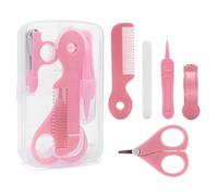 MOSOSA Kit 5 in 1 per la cura delle unghie del bambino con tagliaunghie, forbici, lima per unghie, pinzette e pettine, kit manicure per neonati e bambini (rosa)