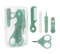 MOSOSA Kit 5 in 1 per la cura delle unghie del bambino con tagliaunghie, forbici, lima per unghie, pinzette e pettine, kit manicure per bambini e kit pedicure per neonati, neonati, bambini, verde