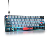 Mosptnspg Mini tastiera meccanica da gioco RGB, 60% percento, interruttore blu, ultra compatta, retroilluminata, ergonomica, cablata, con tasti in PBT grigio/nero, per Mac/Win/PC/ps4/ps5 (interruttore