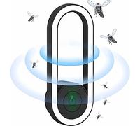 Mosquito killer with led light, plug-in ultrasonic pest repellent mosquito killer lamp, electric fly bug zapper silent repellent night light for the home indoor(Black)