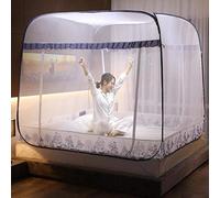 Mosquito net 1.5m / 1.8m 2m bed, no need to install zipper three-door square top yurt, full bottom anti-fall high mosquito net-[Full Bottom] Mysterious Life-Gray_1.8m bed