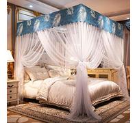 Mosquito net, home textile sitting bed type three door square top double home full bottom anti-fall bed mosquito net, three door 1.8 * 2 meter bed stainless steel bracket,-Down jacket_1.5 * 2m bed