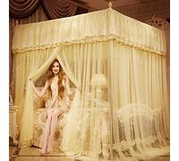 Mosquito nets with three doors to the floor and mosquito nets, yurt mosquito nets 1.2 m / 1.5 m / 1.8 m bed double home jade 1.8 * 2.0 m 32mm bold column-yellow_1.2 * 2.0m 22mm bold column
