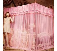 Mosquito nets with three doors to the floor and mosquito nets, yurt mosquito nets 1.2 m / 1.5 m / 1.8 m bed double home jade 1.8 * 2.0 m 32mm bold column-Pink_1.2 * 2.0m 32mm bold column