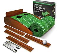 Moss Boss Golf Tappetino da allenamento e specchio da mettere - Golf indoor putting green con 2 fori e binario di ritorno per praticare a casa o in ufficio - accessori da golf per uomo - regalo per