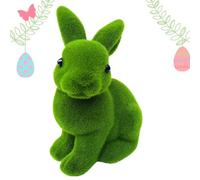 Moss Bunny - Green Easter Rabbit Figurina, Cute Garden Sculpture | Decorative Animal Ornament with Lifelike Design, Large Cartoon Statua Art Accent for Desk Living Room Home Holiday Celebration Decor