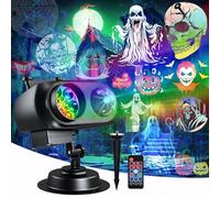 MOSSNDAR Decorazioni Halloween, Doppio Modo Dinamico Proiettore Halloween Natale con 12 Fogli 10 Effetto Onde Oceaniche, IP65 Impermeabile Luci Halloween con Telecomando Timer, Decorazioni Natalizie