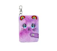 MOSSTYUS Small Plush Diary Secret Journal Notebook with Key ring Furry Notepad for Kids Adults, 3.94 X 2.76 inch, Purple