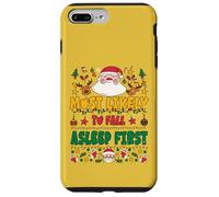 Most Likely To Fall Asleep First Outfit Funny Xmas Pajamas Custodia per iPhone 7 Plus/8 Plus