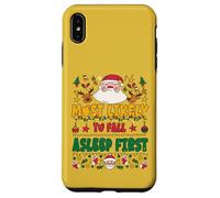 Most Likely To Fall Asleep First Outfit Funny Xmas Pajamas Custodia per iPhone XS Max