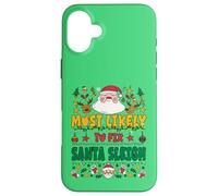 Most Likely to Fix Santa Sleigh Outfit Funny Xmas Pajamas Custodia per iPhone 16 Plus