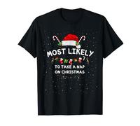 Most Likely To Take A Nap Christmas Family Matching T-shirt Maglietta