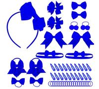 MOSTFUN 55 Accessori per Capelli per Ragazze, Fermagli per Capelli con Fiocco Blu, Fascia per Capelli con Fiocco, Fasce Elastiche per Capelli, Mollette per Capelli a Nastro per Bambini (Blu)