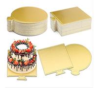 Mostfun Mini piastra per torta dorata per mouse, rotonda, quadrata, usa e getta, 60 pezzi