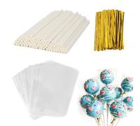 MOSTFUN Set di 300 steli per cake pop, 15 cm, in carta, sacchetti e cravatte, per cake pop, lollipop, caramelle dure