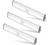 MOSTON Luce a LED Magnetica Ricaricabile con USB|10 LED,Sensore di Movimento,Automatica.Ideale per Armadi,Pensili,Dispense.Portatile,senza fili,senza batterie,si attacca ovunque Confezione da 3