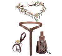 MOSTORY Accessori per capelli medievali da donna, set medievale, elfo, corona vichinga, accessori per capelli da donna, per carnevale, medievali, 4 pezzi, rinascimentali, per cosplay, fate, in sughero