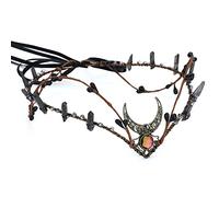 MOSTORY Cerchietto per capelli con cristalli neri e strass scuri, tiara elfo-sirena, cosplay, accessorio rinascimentale, Halloween, sposa