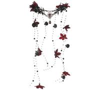 MOSTORY Copricapo a forma di fata nera con fiori gotici, corona di elfo scuro per abiti da strega, accessorio di Halloween per donne, costume per cosplay