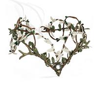 MOSTORY Copricapo da elfo verde con foglie e foglie, cerchietto a forma di V, con corna di cervo in bronzo, costume da folletto per cosplay da donna, accessorio per Halloween medievale rinascimentale