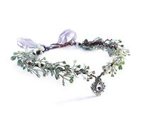 MOSTORY Corona da fata fatta a mano, costume da fata rinascimentale, da donna, copricapo da elfo floreale, tiara per donne e ragazze, per Halloween, matrimoni, cosplay, feste, verde