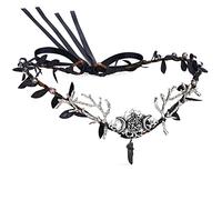 MOSTORY Corona per capelli con foglie nere, diadema da dea, cerchietto per capelli con luna e foresta, accessorio per costume da donna per Halloween, rinascimentale, cosplay, accessorio per costume da