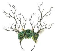 MOSTORY Fascia per capelli a forma di foresta fata, con copricapo marrone per accessori rinascimentali, da donna, per costume da strega, renfaire, Halloween, cosplay, servizio fotografico fantasy