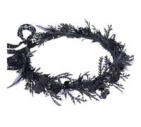 MOSTORY Ghirlanda per capelli con fiori neri gotici, con elfo, colore nero, accessorio per capelli, fata scura, piuma, strega, elfo, corona gotica, copricapo da donna