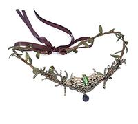 MOSTORY Ghirlanda per capelli fatta a mano in bronzo verde Woodland Crown Elfen Bat Wings Fascia per capelli con cristalli verdi per strega regina principessa Cosplay Costume Carnevale Halloween Party