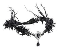 MOSTORY Gothic Fata Copricapo da donna Costume Carnevale Nero Corona, con Rami e Foglie per Streghe Accessori Cosplay