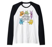 Mostri carini dei cartoni animati giocosi e citazione umoristica senza supervisione Maglia con Maniche Raglan