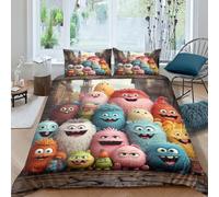 Mostri Copripiumino Da 3 Pezzi,set Di Biancheria Da Letto Con Stampati in 3D,federe,cerniera Nascosta,Piccoli mostri Copripiumino Sportivo in Microfibra Facile Da Pulire doppio（200x200cm）
